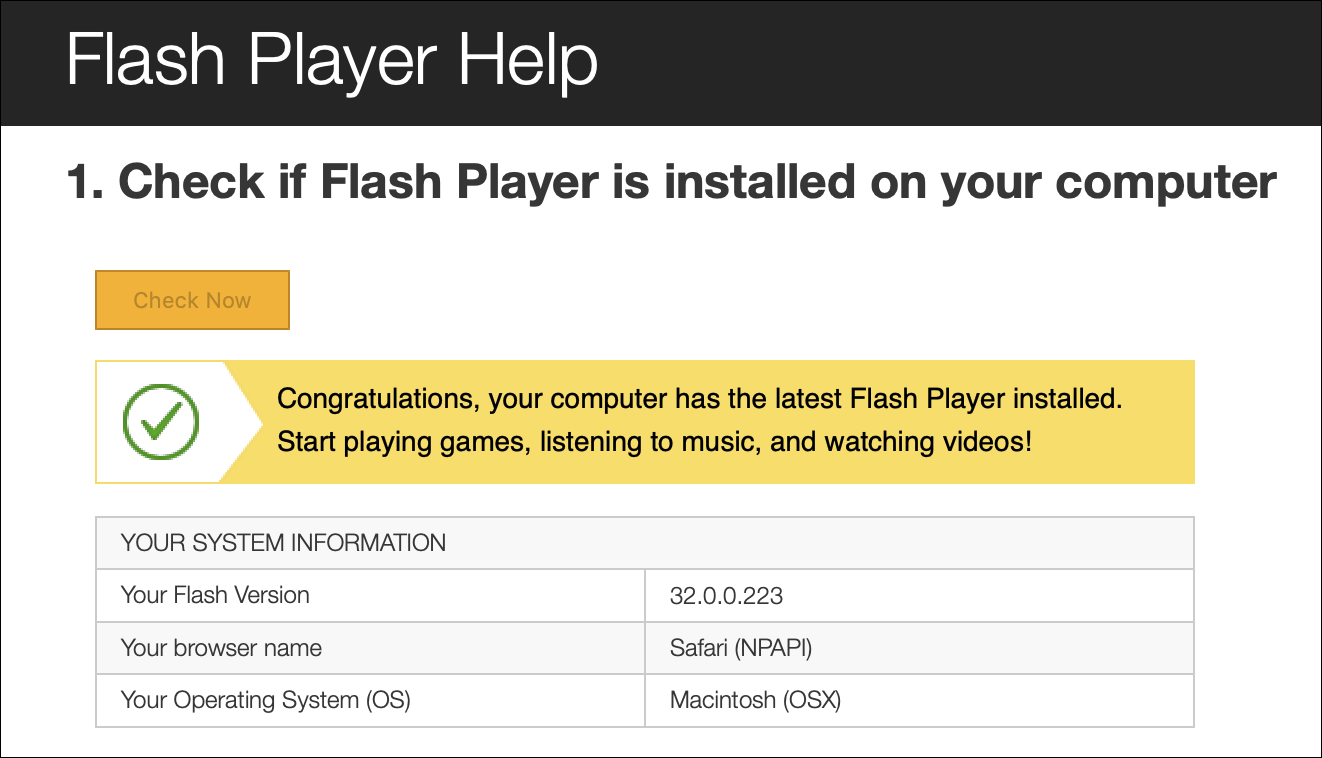 which adobe flash player do i need for mac